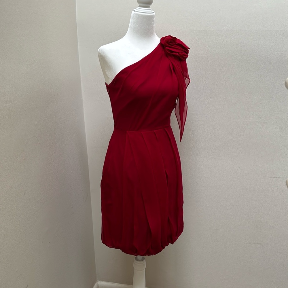 KURT THOMAS- One Shoulder Red Cocktail Dress